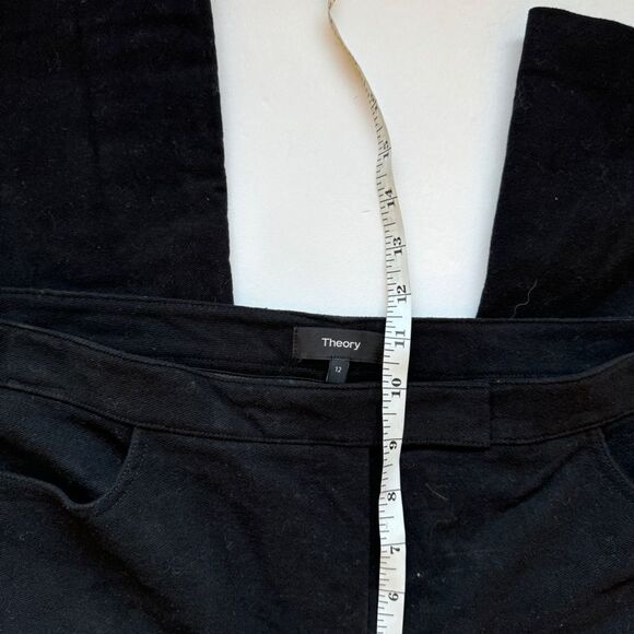 Theory Black Cropped Pant in Moleskin Twill Slacks Size 12 NWOT - Picture 7 of 9